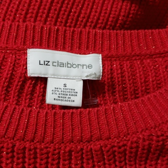 Liz Claiborne Red Glitter Sweater Small - Picture 3 of 4